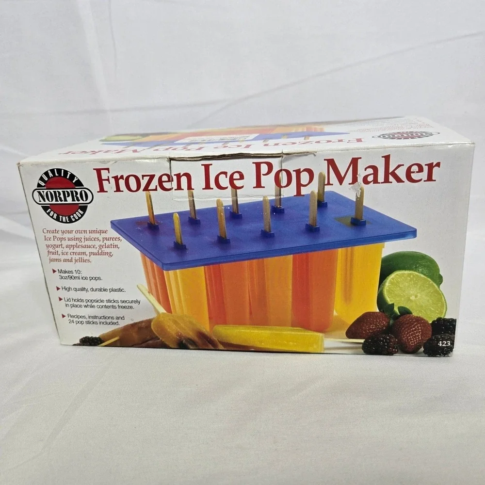 Norpro Frozen Ice Pop Maker, Recipes Instructions 24 Pop Sticks, Item 423, New‎